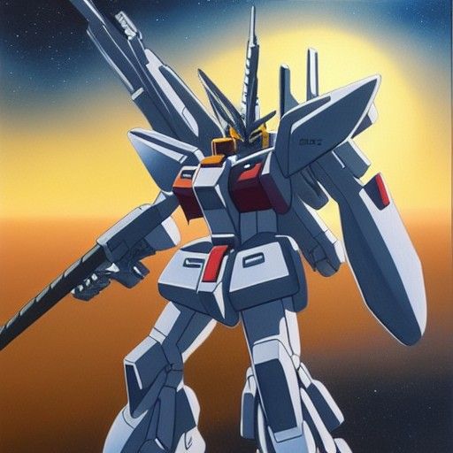 Gundam Unicorn in Oil Painting Style