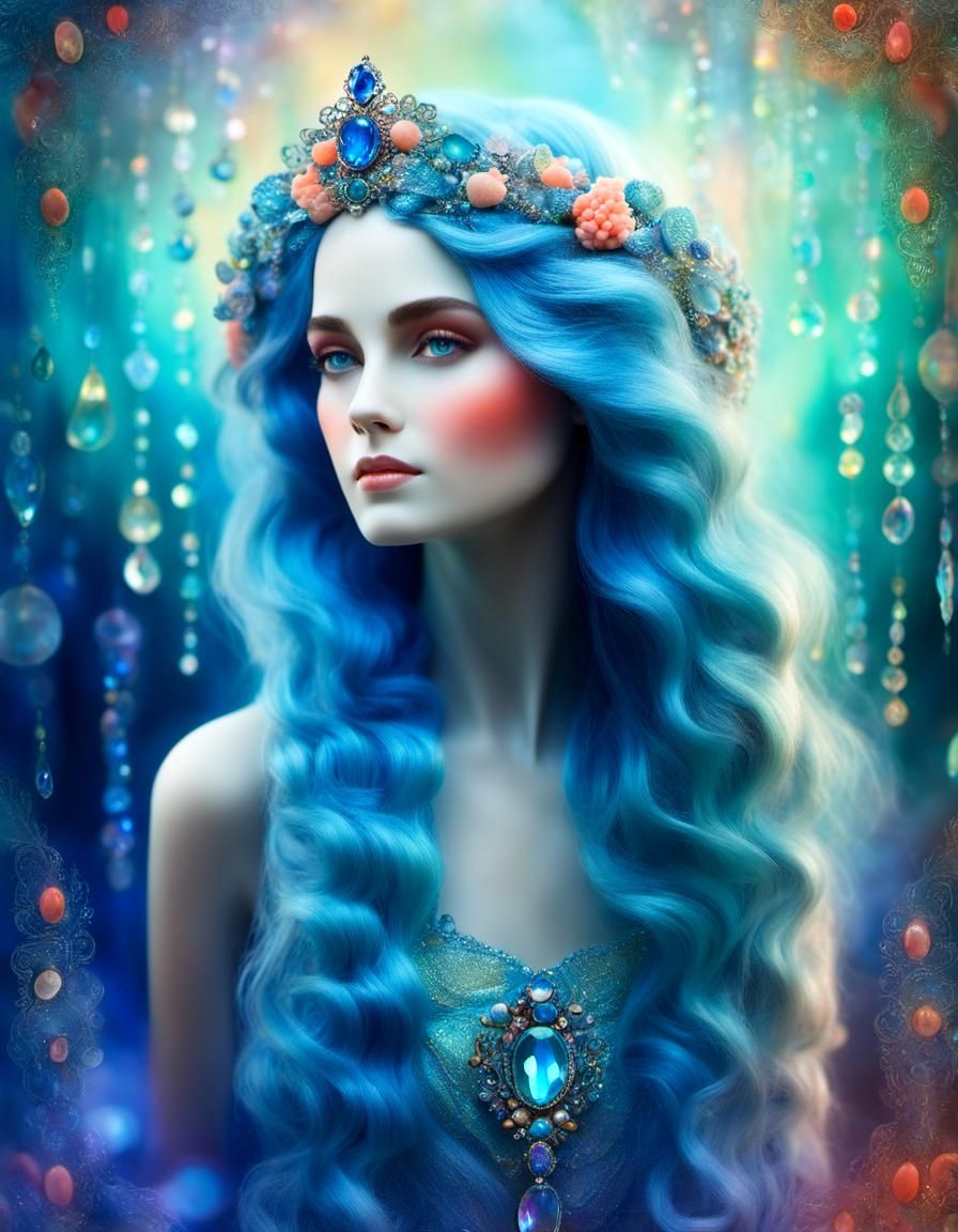 Victorian Mermaid with Iridescent Tail