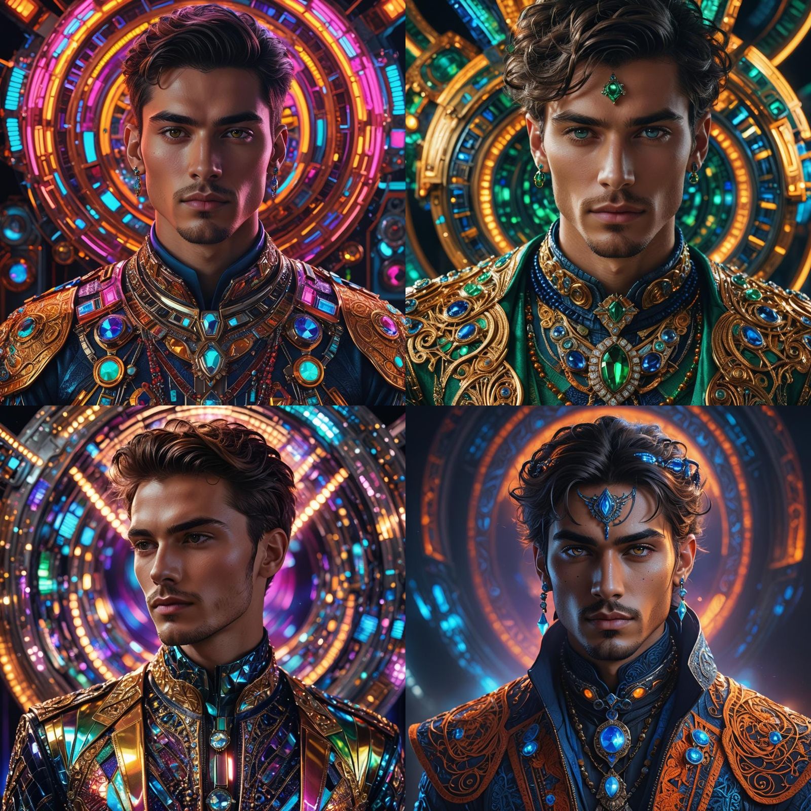 Hyperrealistic Portrait of Young Man in Colorful Clothing