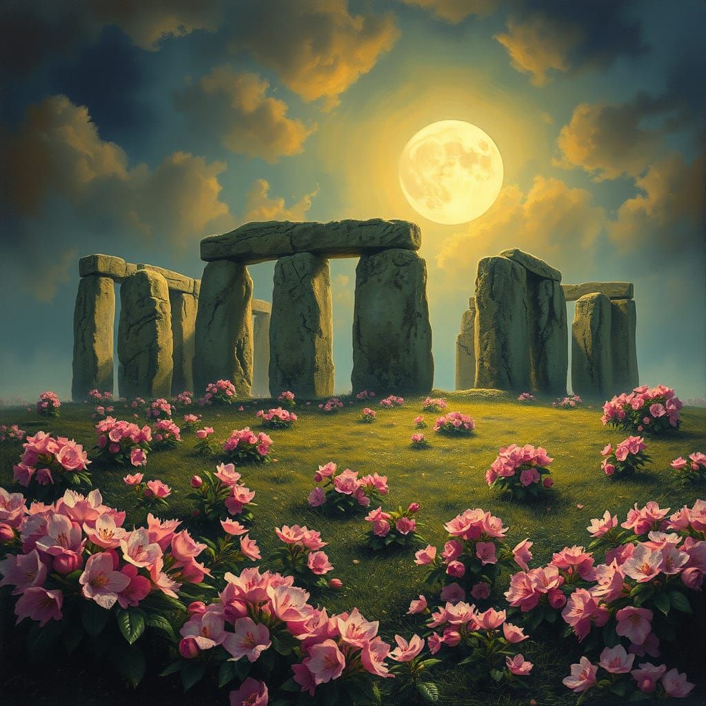 Stonehenge Overgrown with Azaleas in Romantic Style