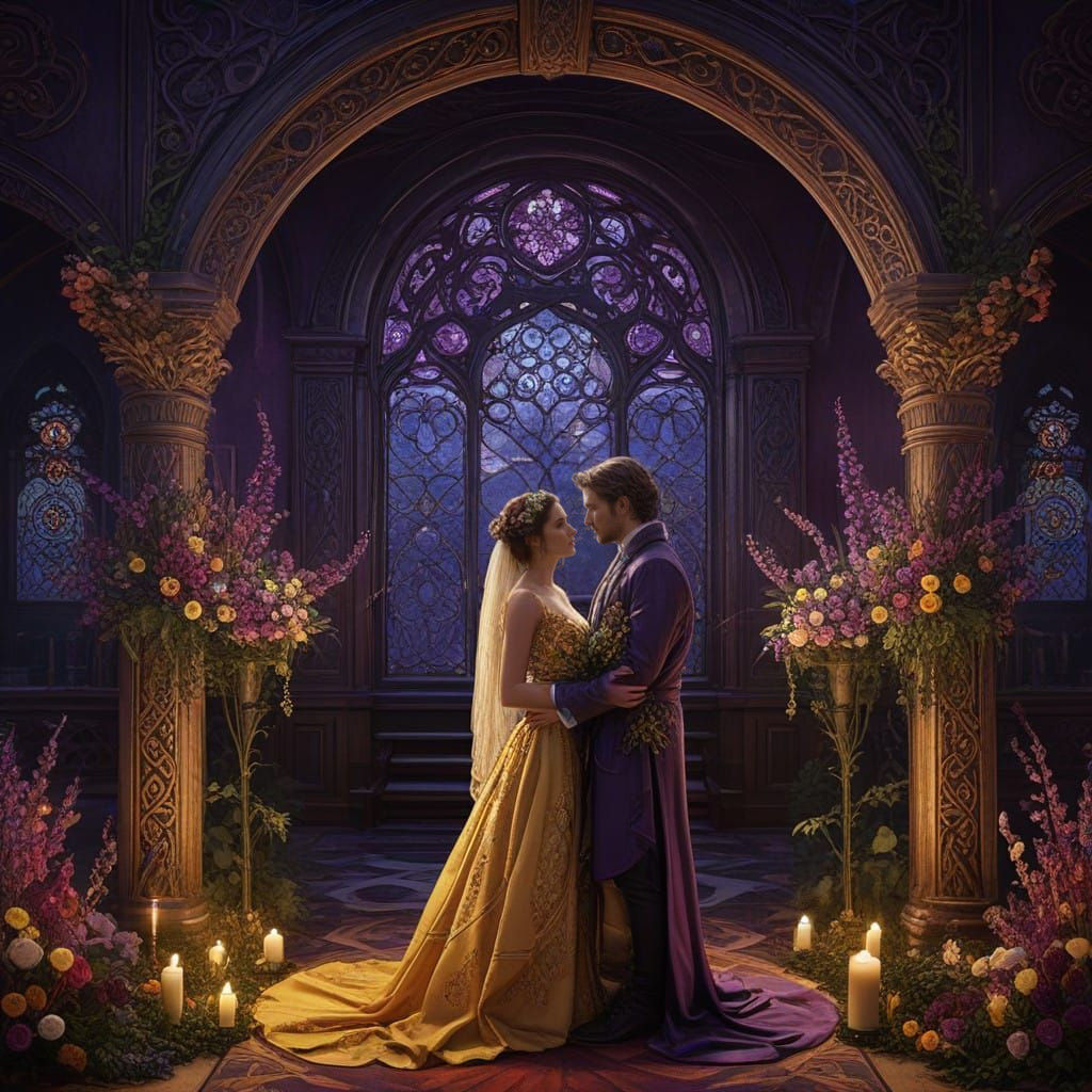 Celtic Wedding Ceremony in Dark Fantasy Style
