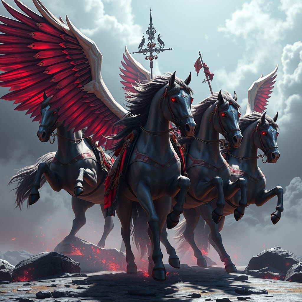 Four Horsemen of the Apocalypse in 3D Anime Art