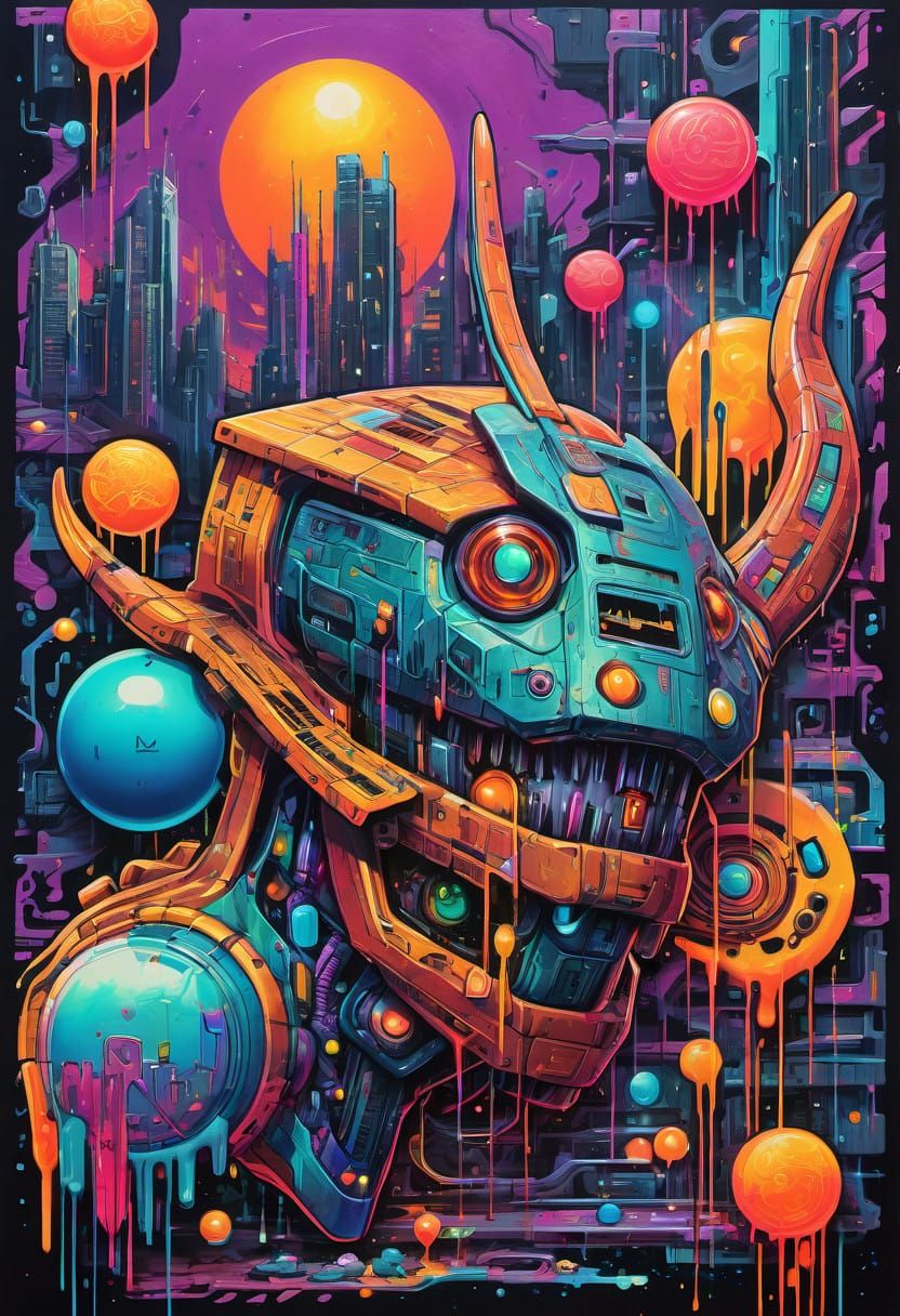 Hypnotic Futuristic Cityscape in Vibrant Colors