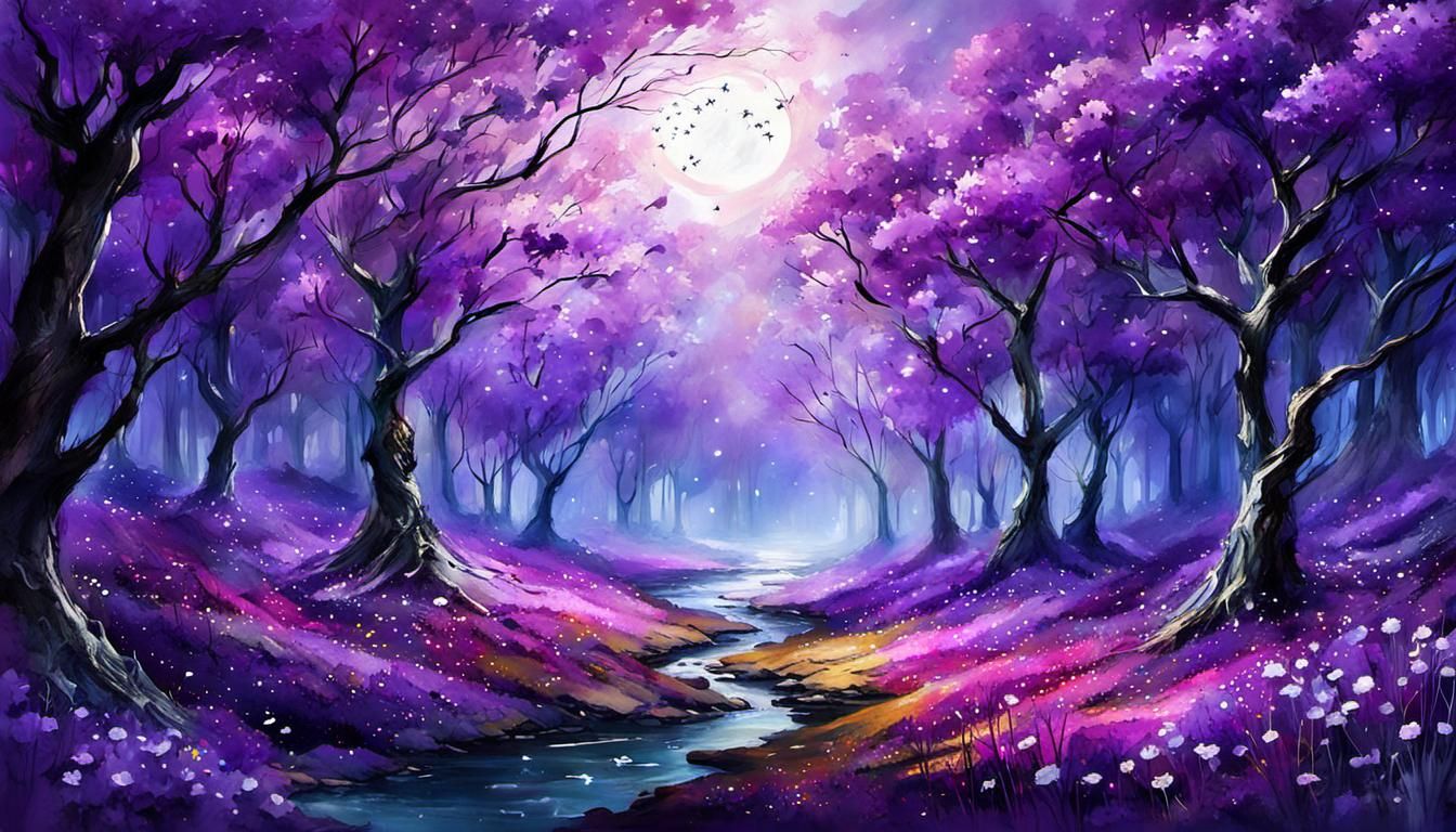 Epic Glowing Flowers Meadow at Sunset