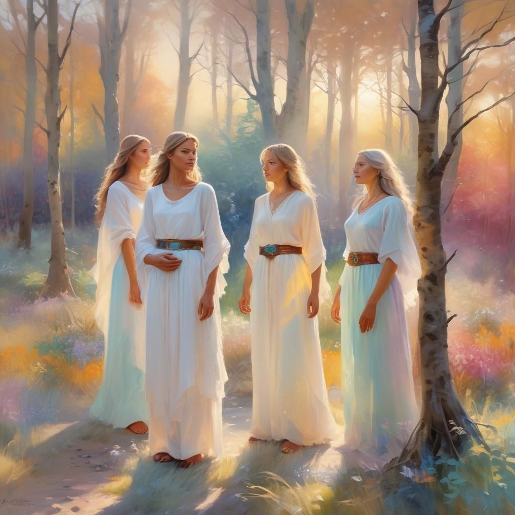 Ethereal Light Workers in Oil Painting