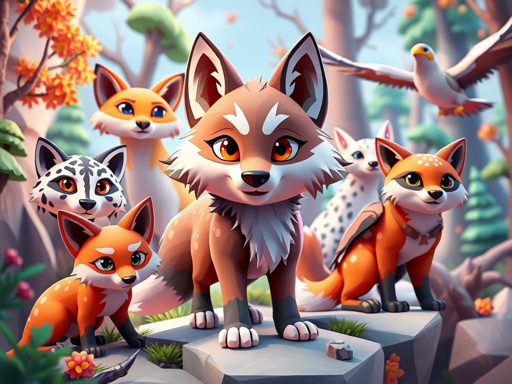 Cute Low Poly Animal Hero in 3D Platformer Environment