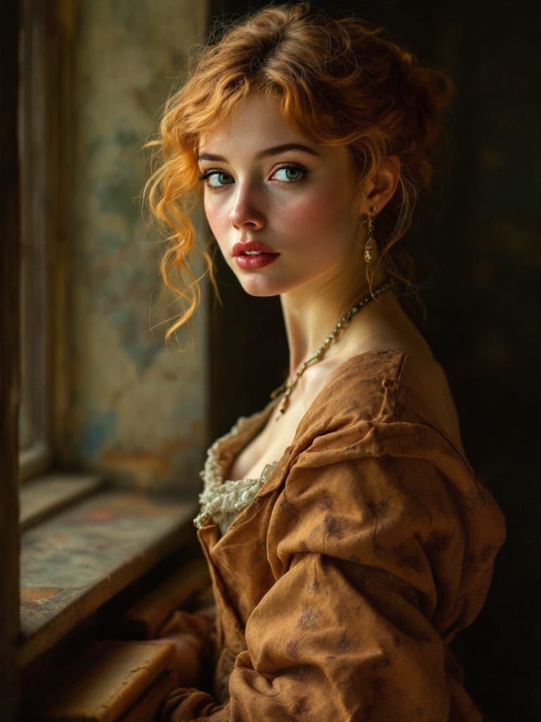 Golden Hour Pin-Up Woman in Dutch Golden Age Style