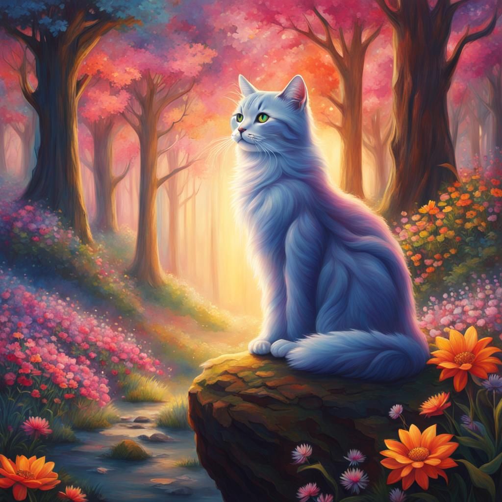 Radiant Woman in Blissful, Surreal Landscape