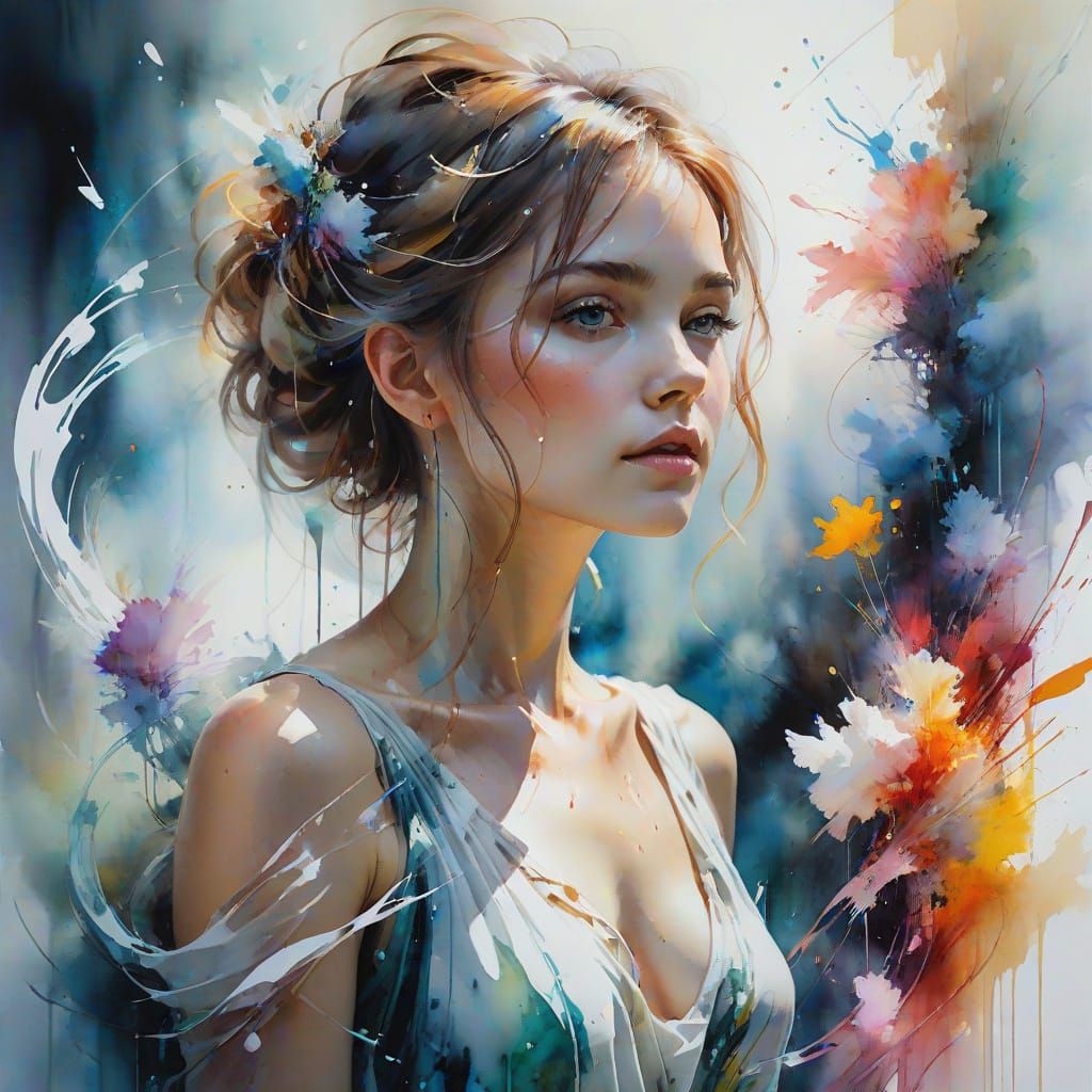 Dreamlike Watercolor Portrait with Ethereal Lighting