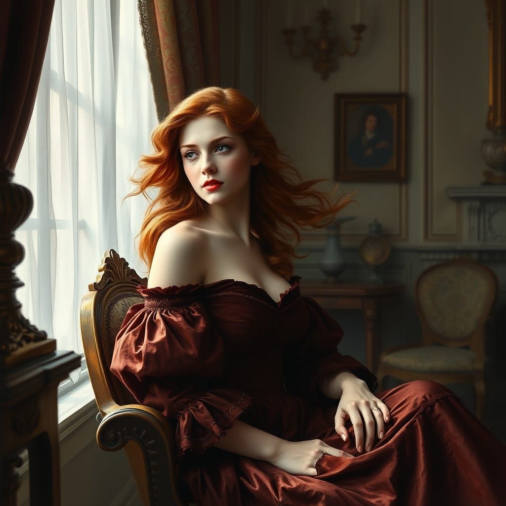 Elegant Victorian Woman in Soft, Diffused Light