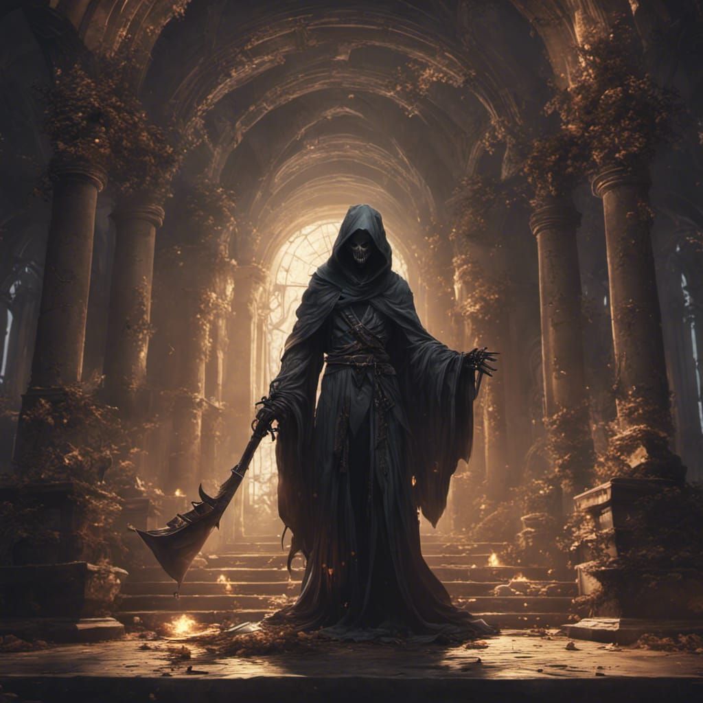 Hyperdetailed Grim Reaper in Dark Fantasy Style