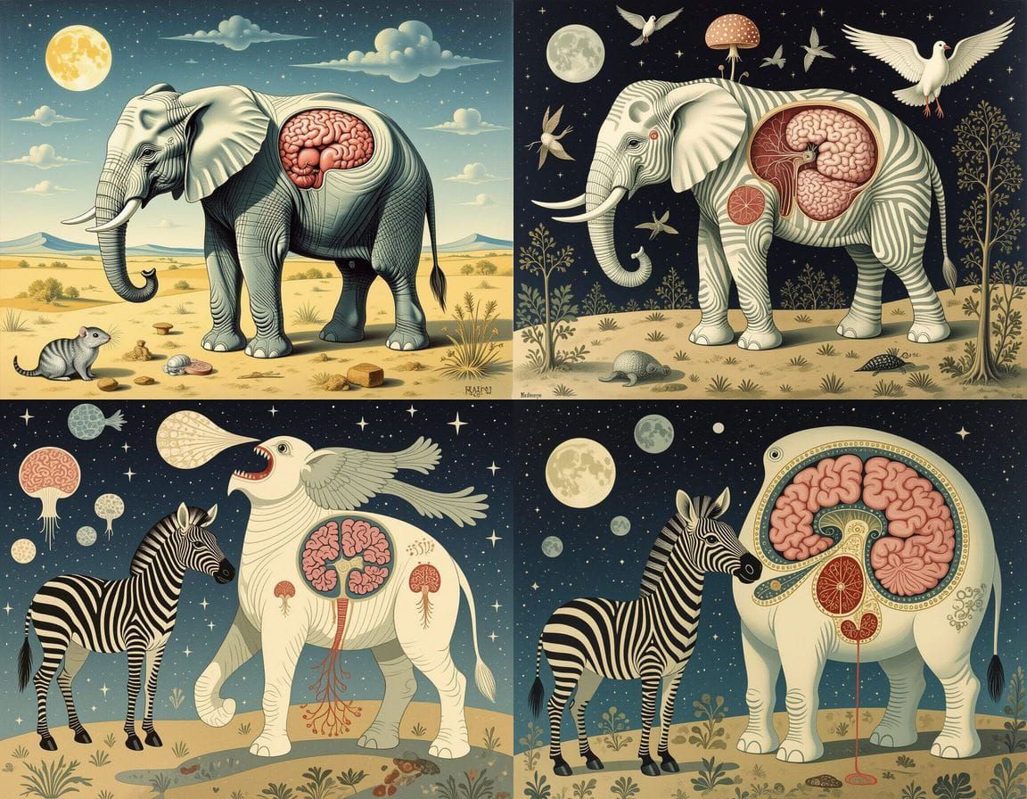 Surreal Monochrome Anatomy of Bizarre Creatures