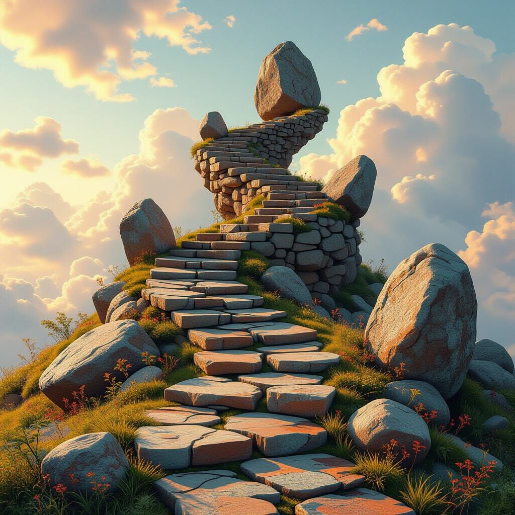 Stone Path to the Sky: Dreamlike Matte Painting