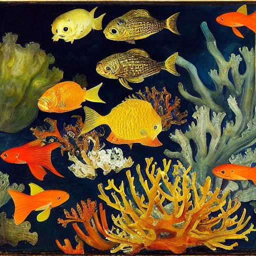 Mousefish Nibbles Cheese Corals, Painterly Style