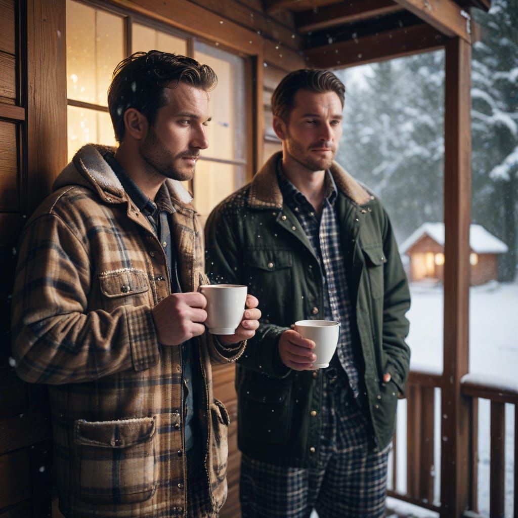 Cozy Winter Morning on Snowy Cottage Porch