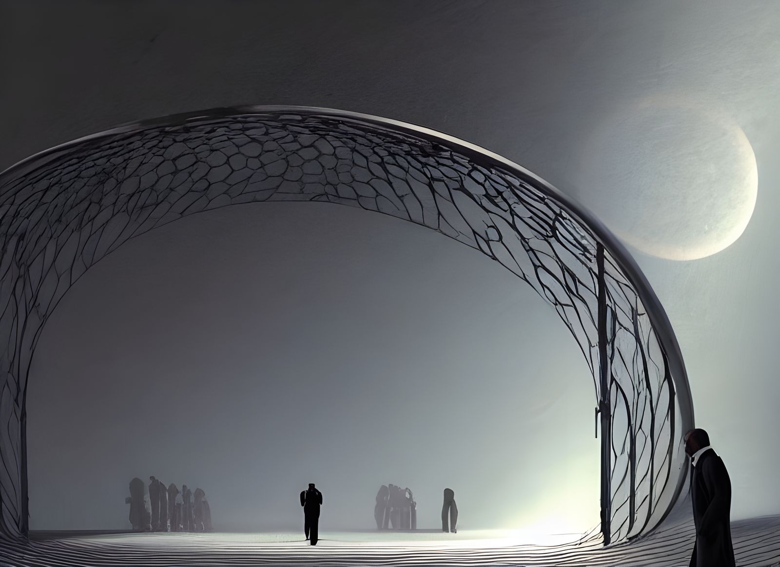 Surreal World Walker on Metal Arch, 3D Shading
