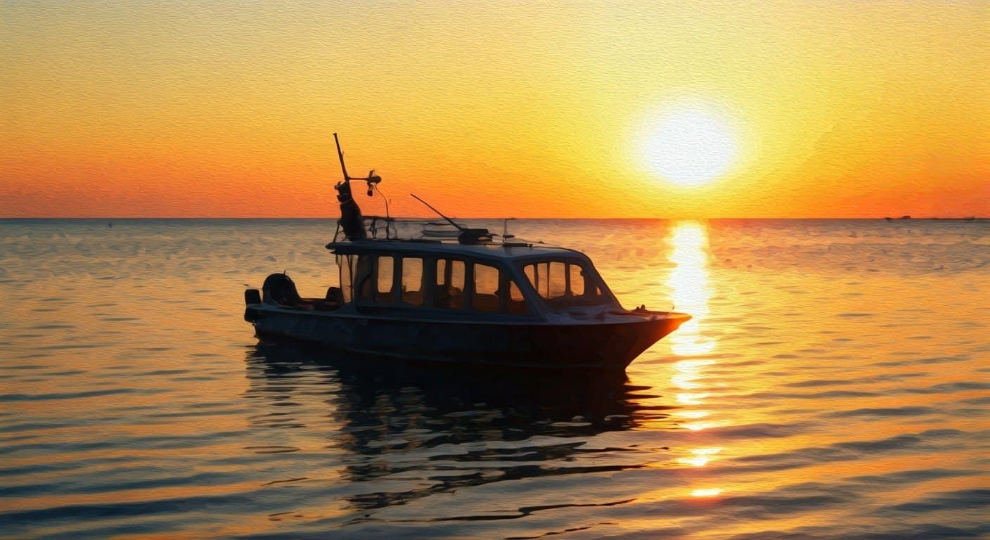 Impressionist Golden Hour Scene in Gouache Style