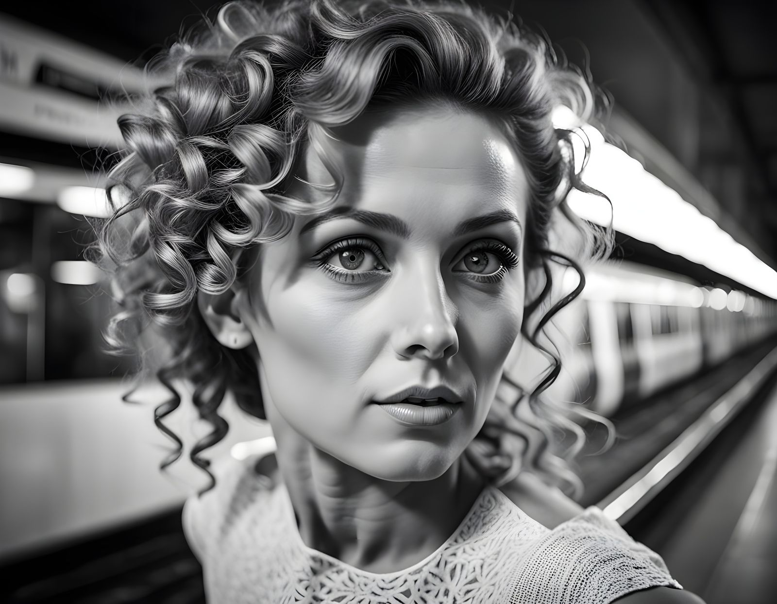 Woman in Subway: Award-Winning B&W Portrait