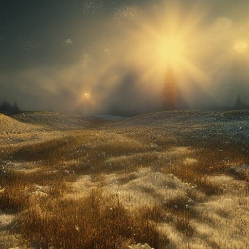 Timeless Winter Field in Hyperrealistic Style