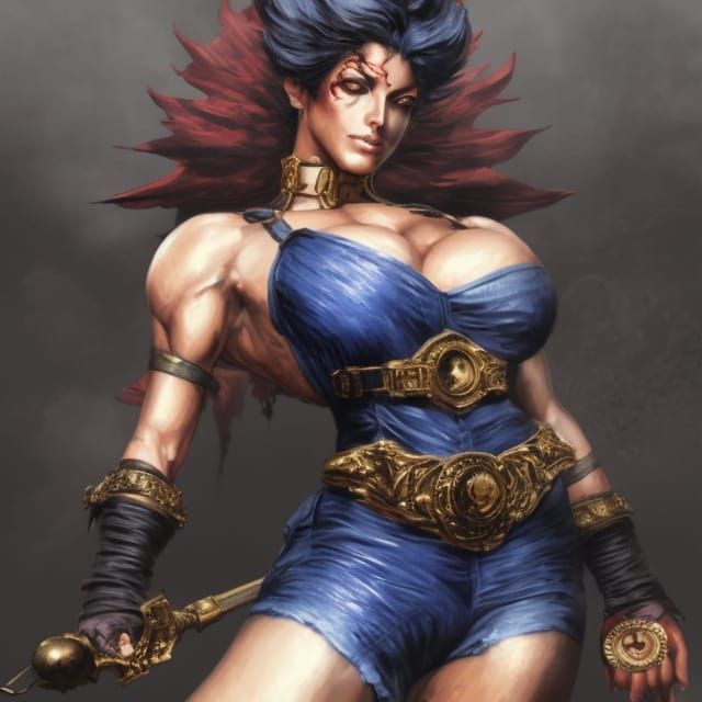 Female Bodybuilder as King of Fighters Character