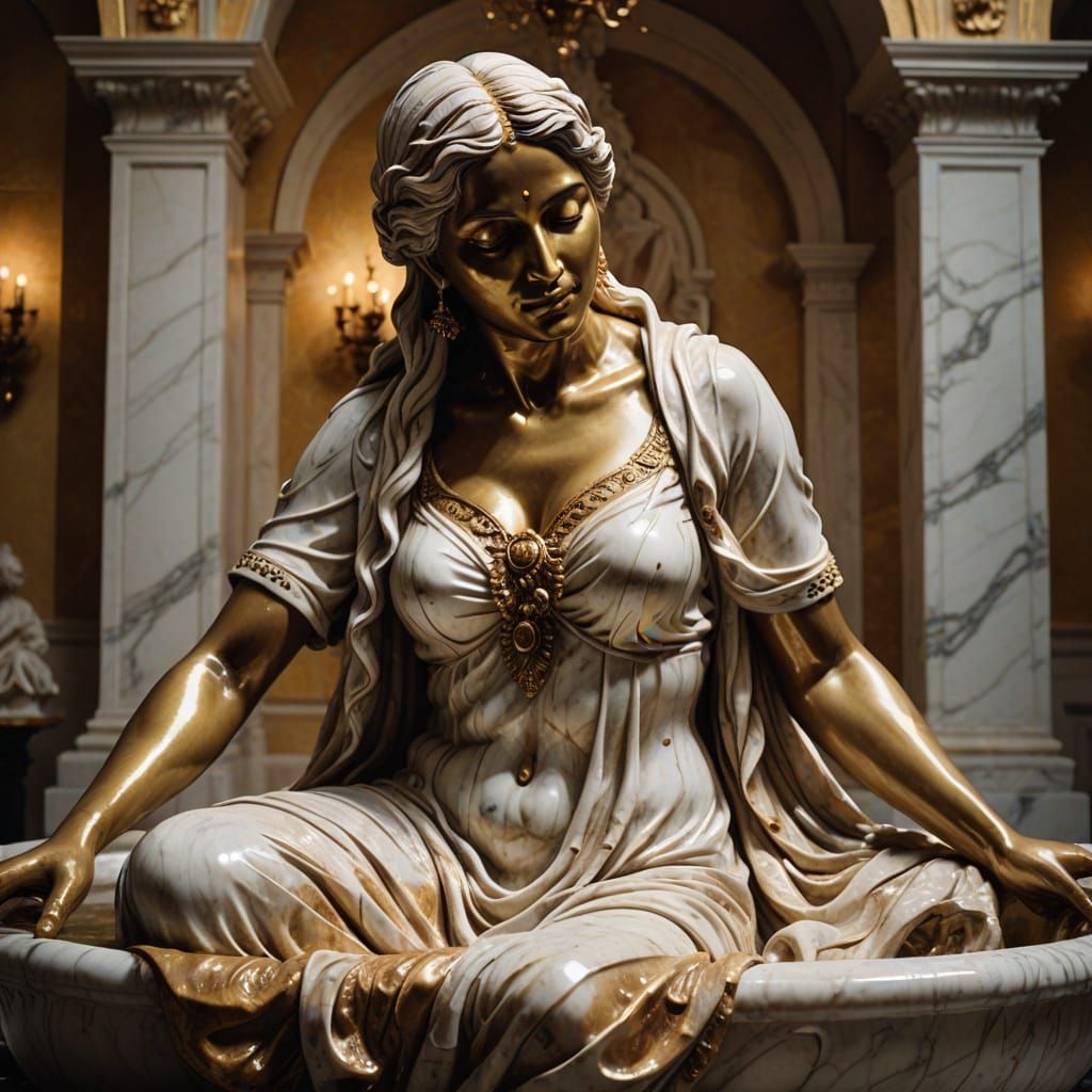 Baroque Marble Sculpture of an Indian Woman