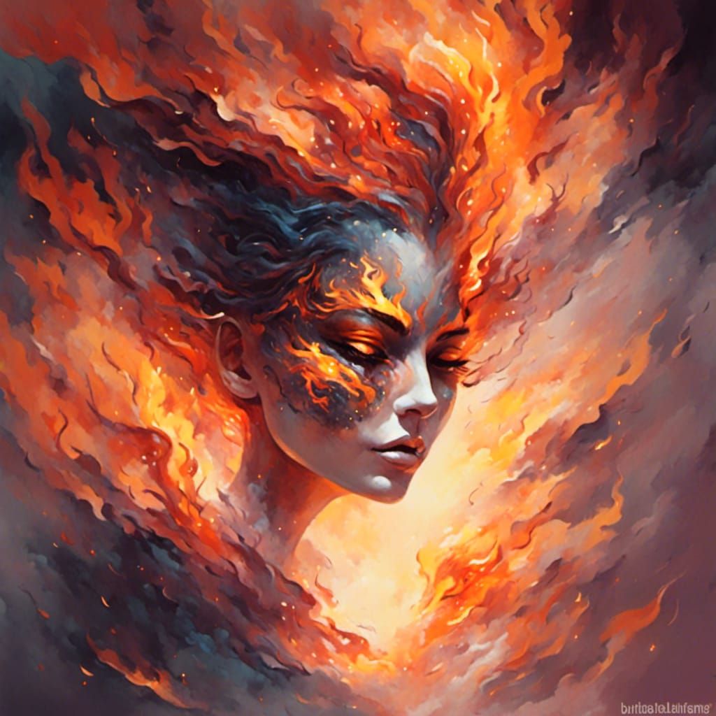 Fiery Face Emerges from Smoke