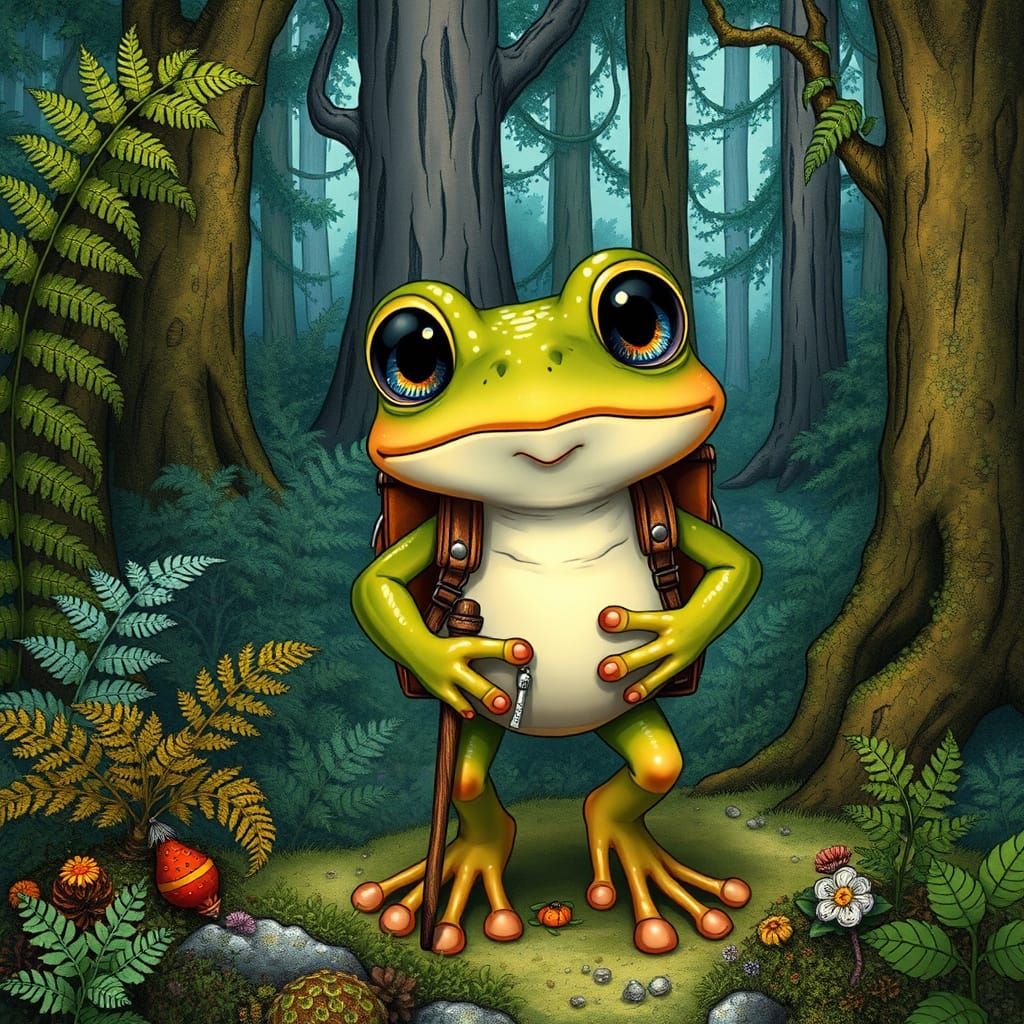 Enchanted Forest Frog in Whimsical Style
