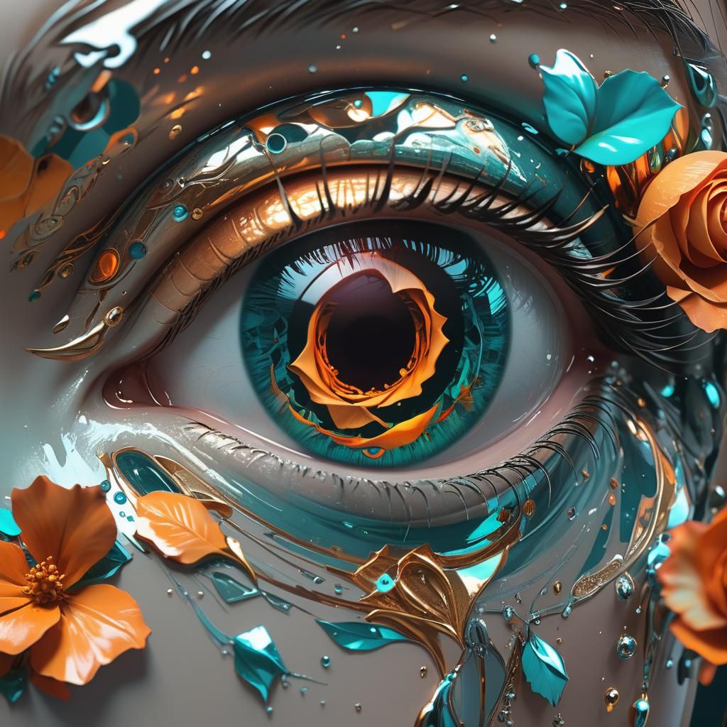 Rose Reflection in Human Eye, Detailed Concept Art