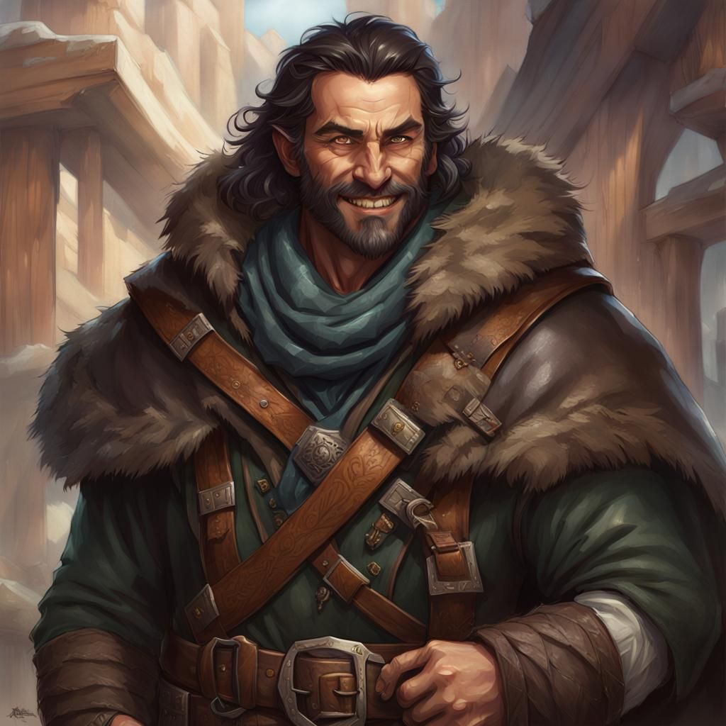 Charming Merchant Portrait in Detailed Digital Art