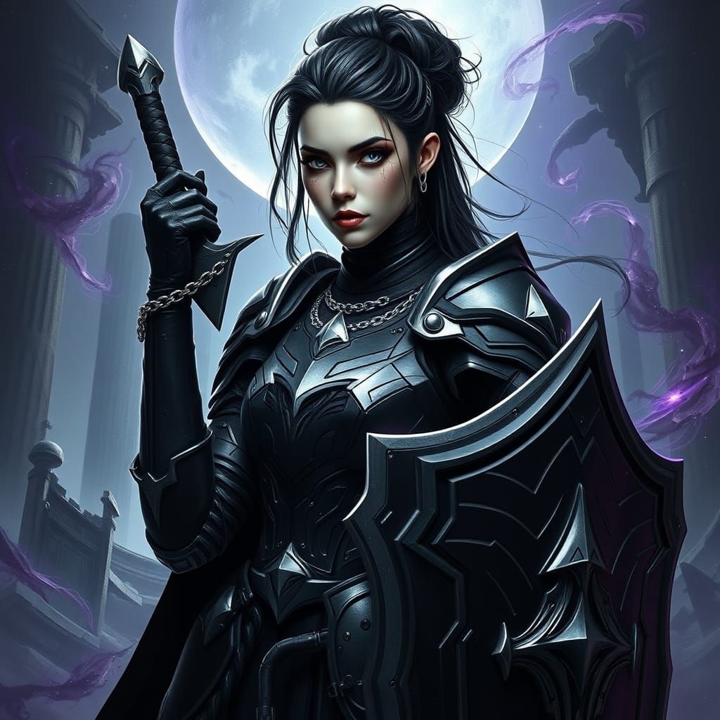 Void Knight Woman Radiating Otherworldly Power