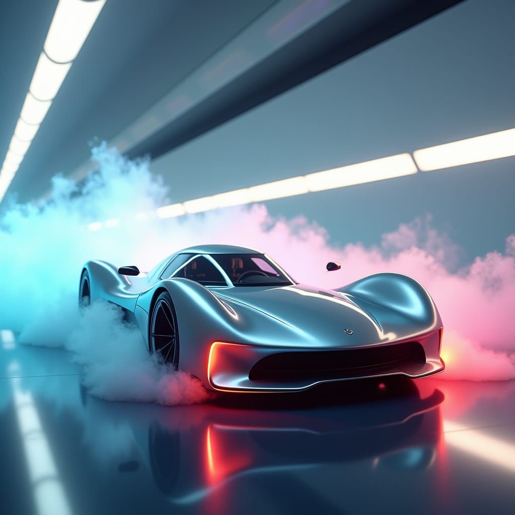 Futuristic Sports Car Aerodynamics in Wind Tunnel