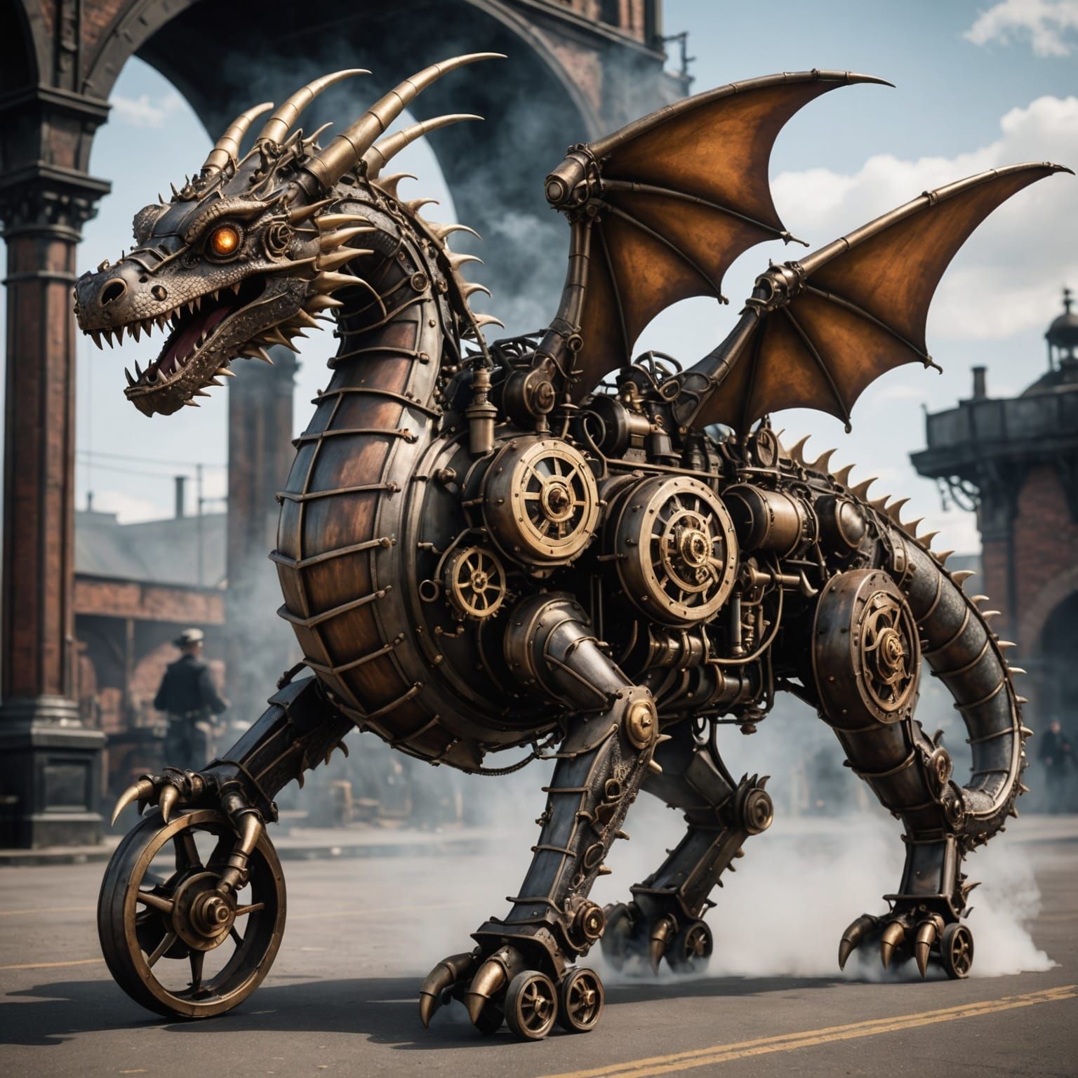 Steam-Powered Dragon with Steampunk Engine