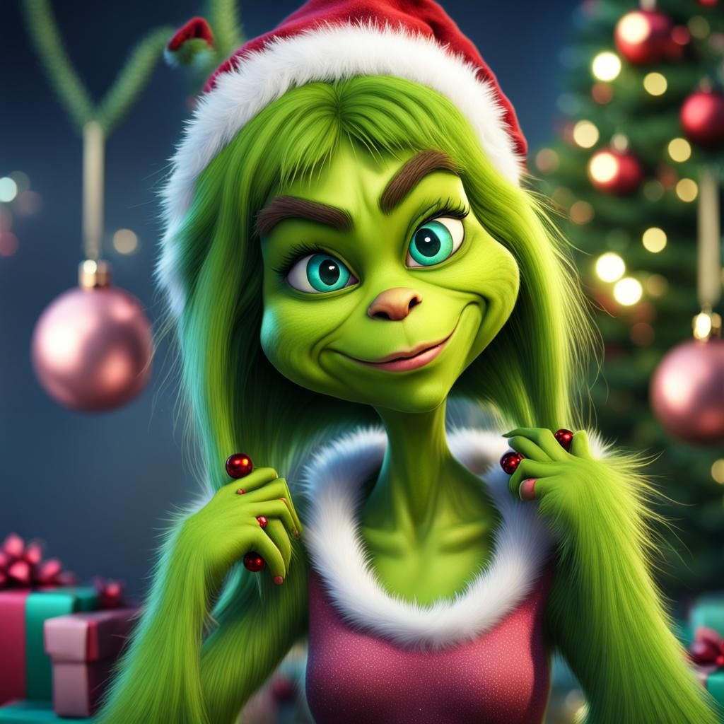 Girly Grinch Christmas Fantasy Concept Art