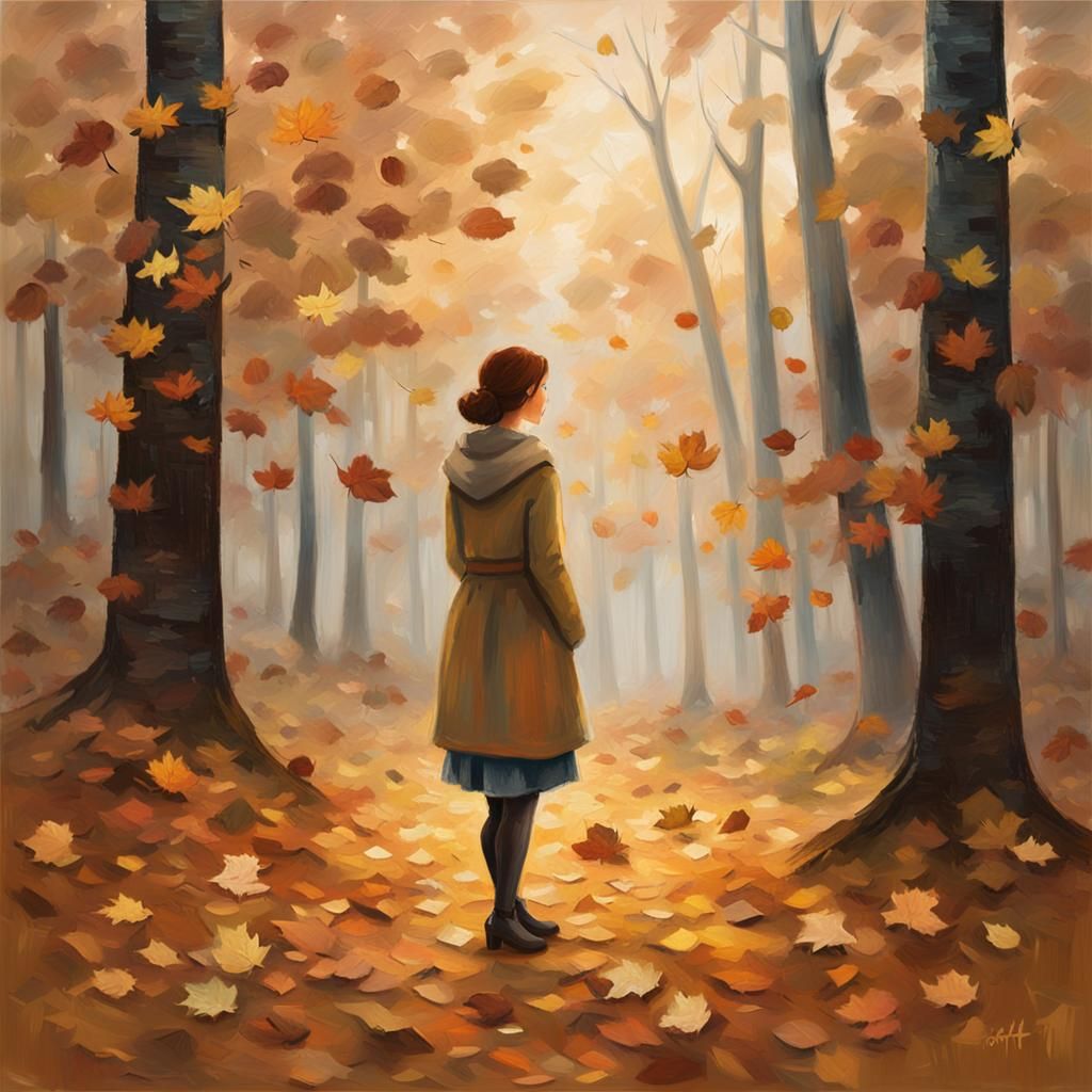 Impressionist Autumnal Forest at Twilight