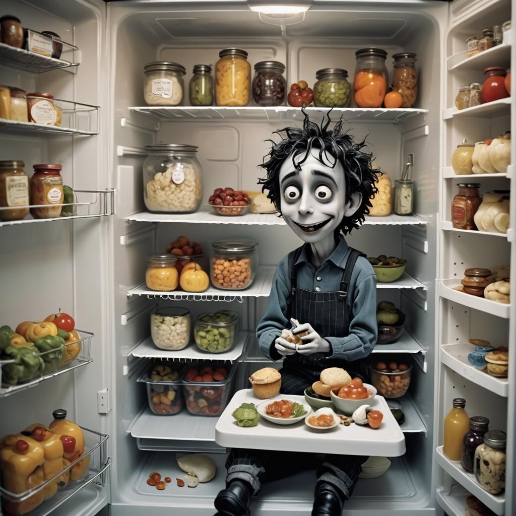 Charming Tiny Food Thief in Tim Burton Fantasy