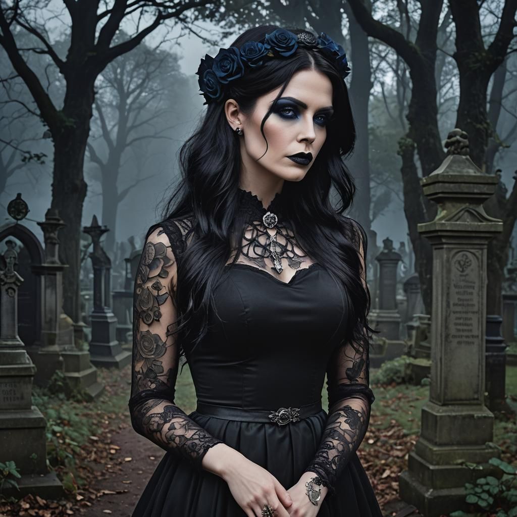 Gothic Queen of the Night in Cemetery