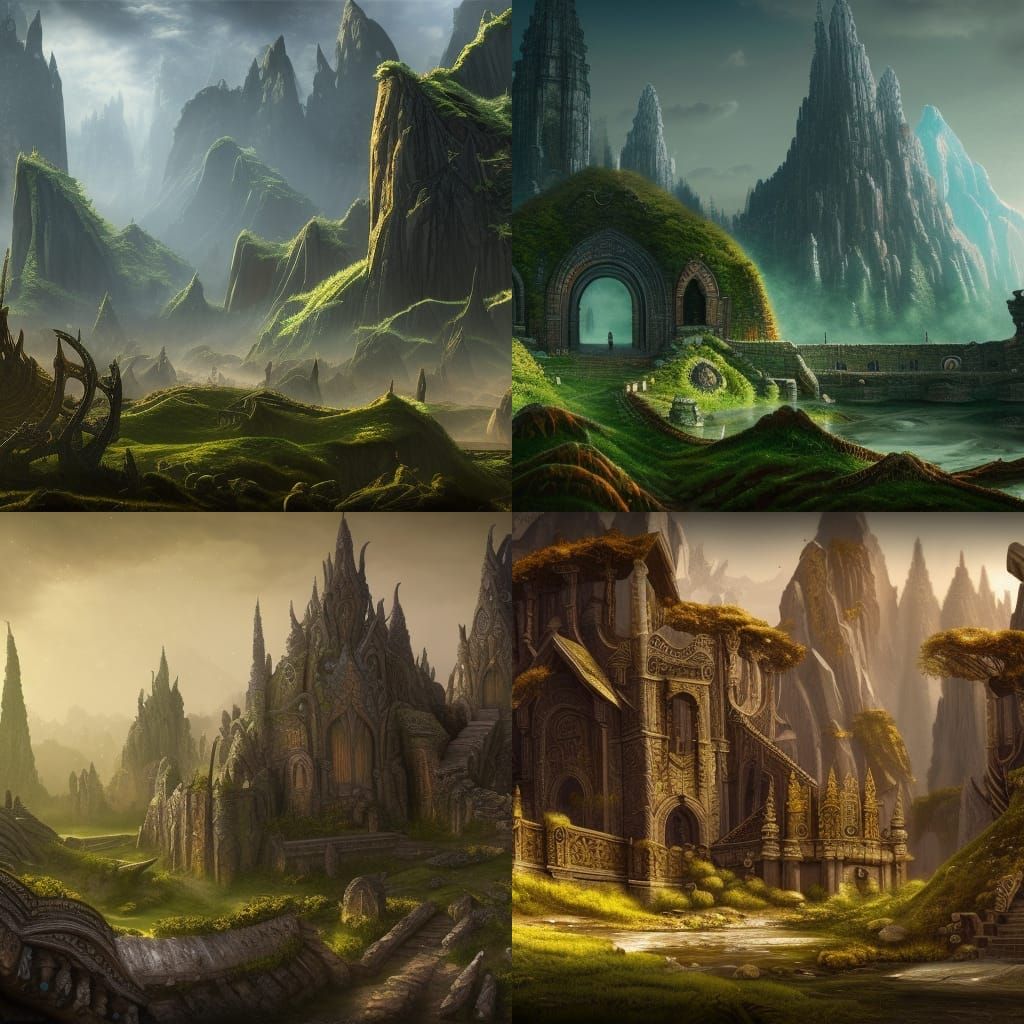 Fantastical Elven Ruins in Detailed Matte Painting