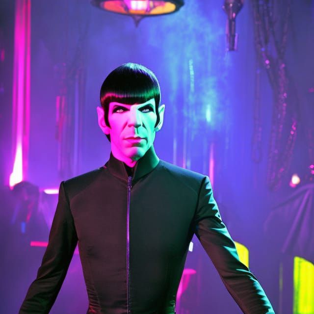 Spock as Goth in Neon Club
