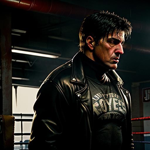 Gritty Film Still of Female Boxer in Noir Style