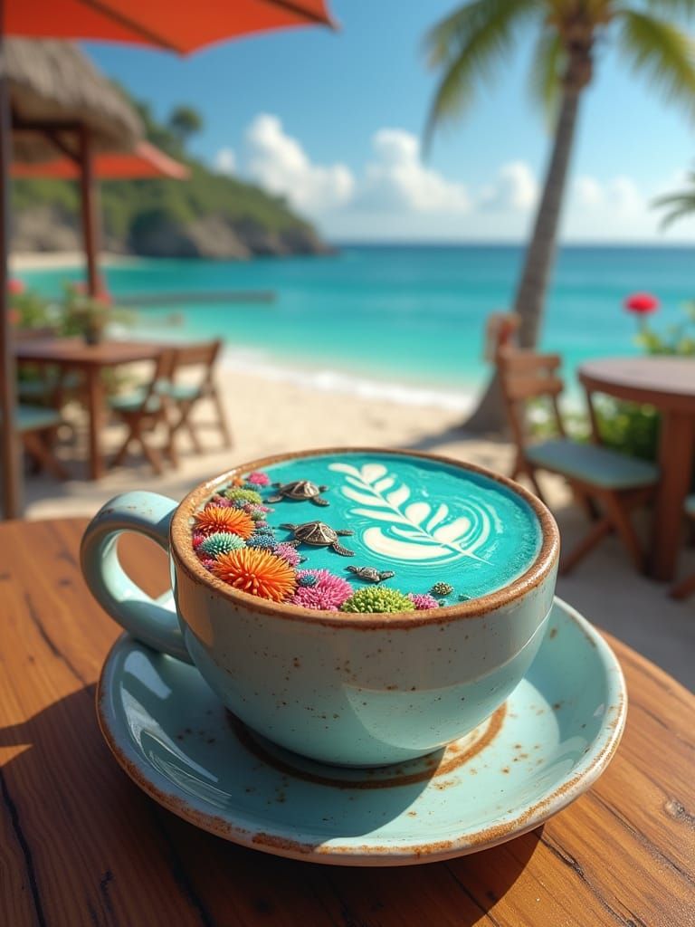 Underwater Mermaid Latte Art in Candy Style