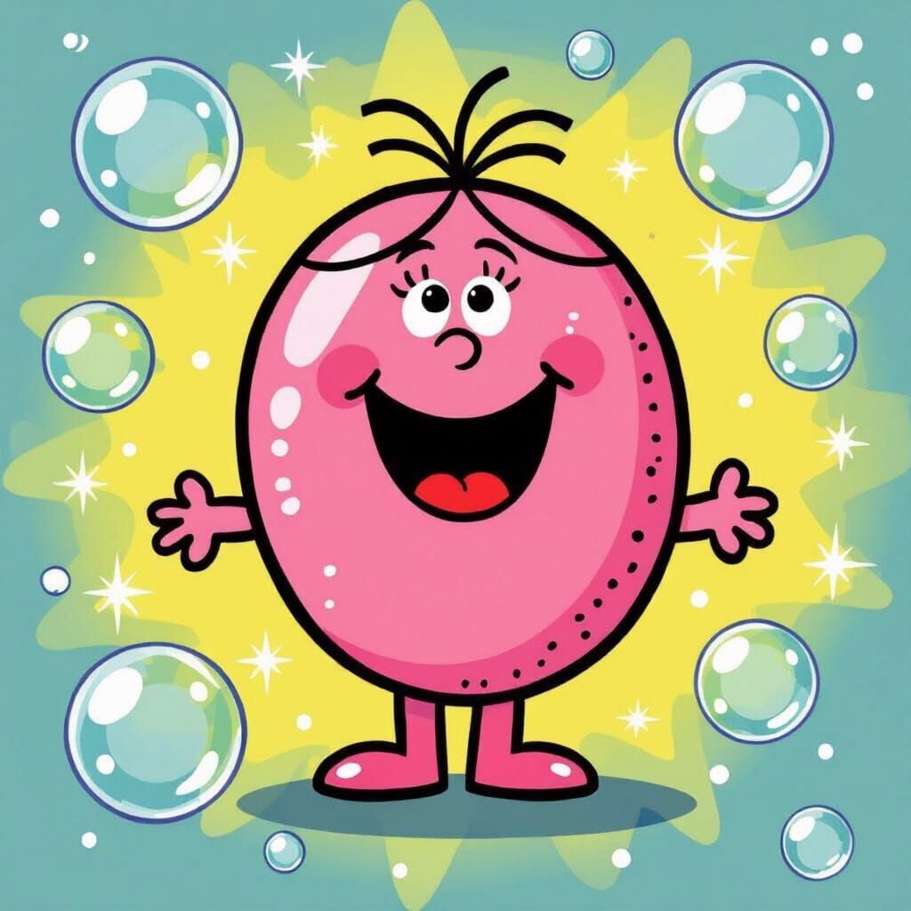 Little Miss Bubbly Character in Whimsical Style