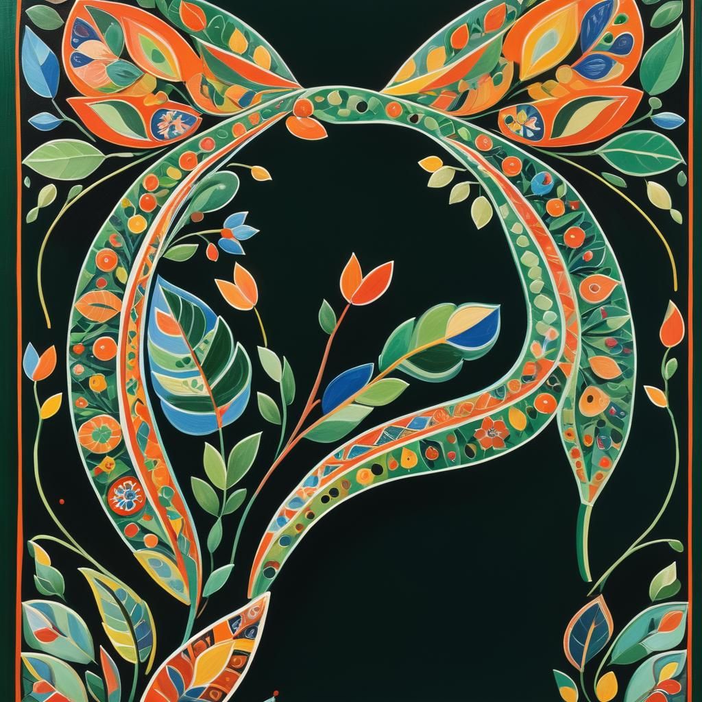 Polychromatic Folk Art Fusion with Intricate Details