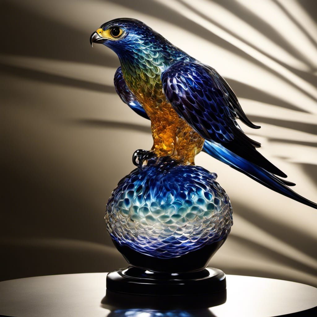Blown Glass Peregrine Falcon Sculpture