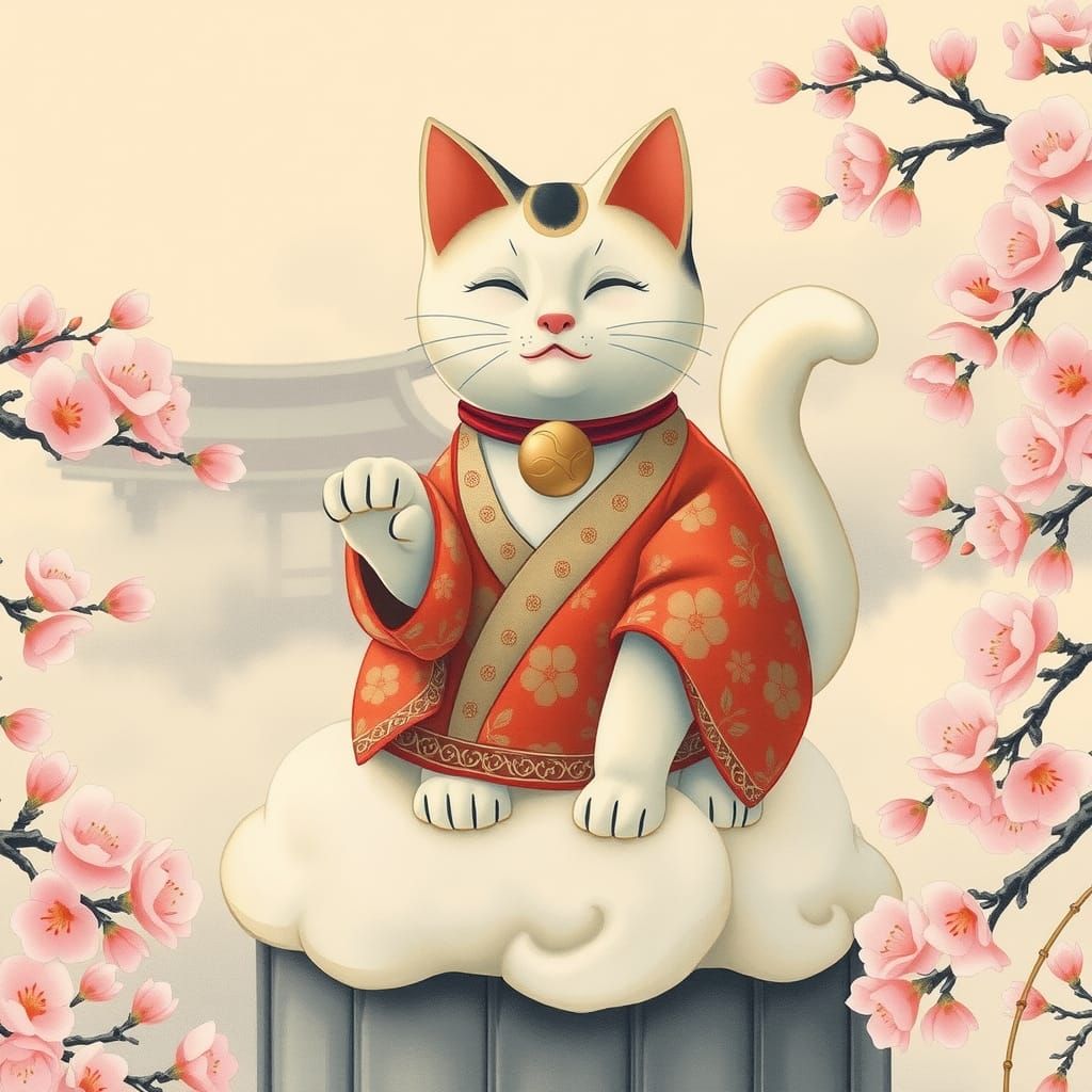 Maneki Neko Summons Luck in Japanese Garden