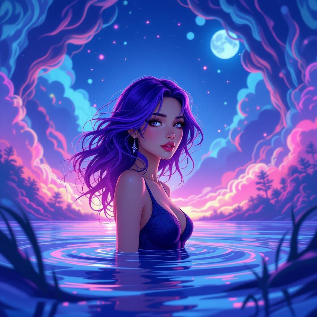 Dreamscape Woman in Neon Style