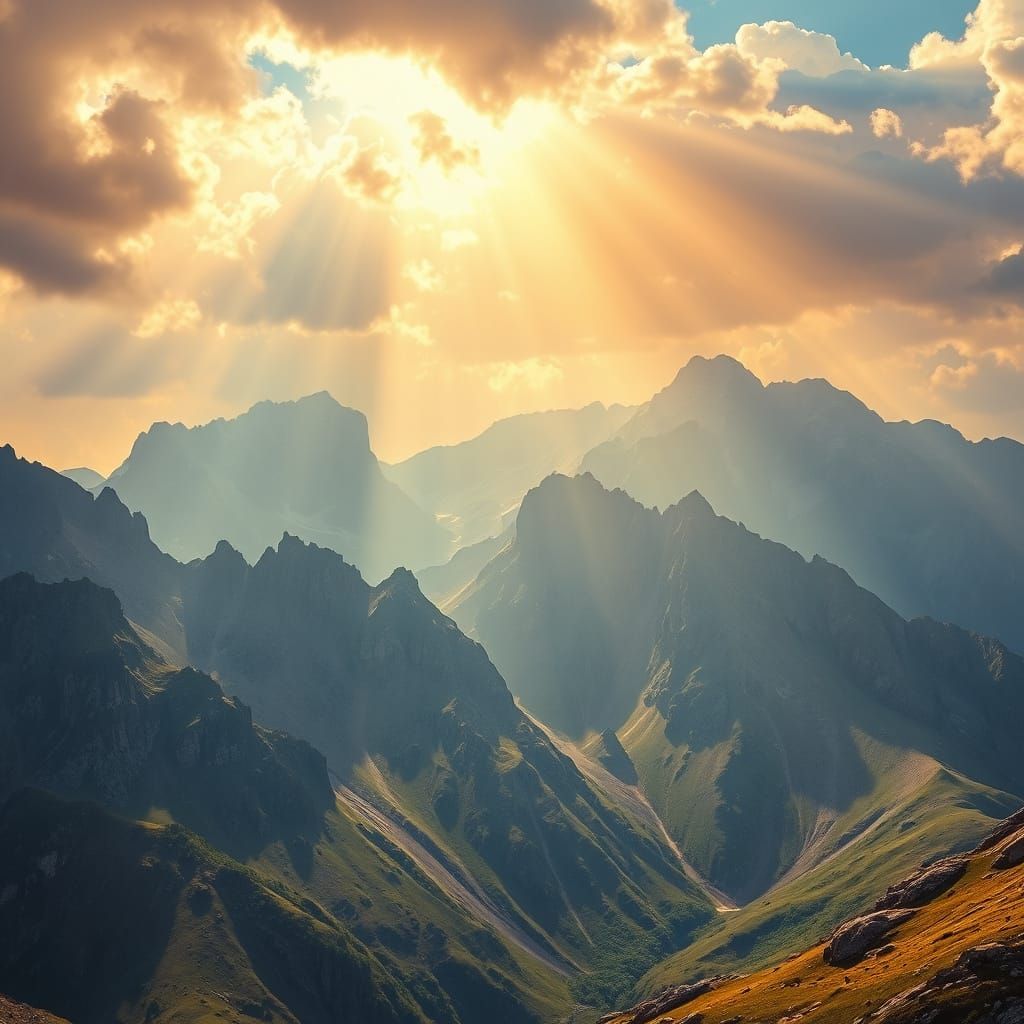 Mountain Range Radiant with Soft Focus Light