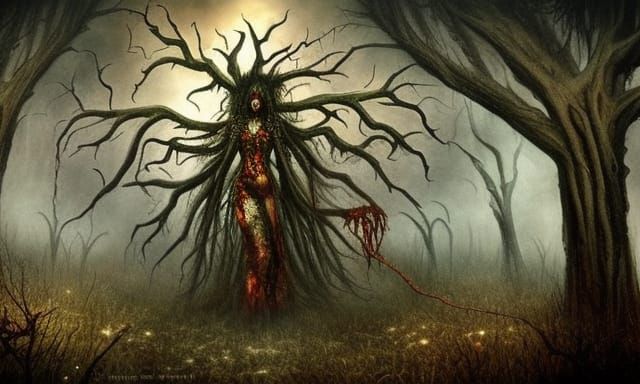 Undead Zombie Trees in Dark Horror Style