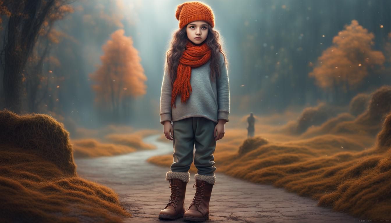 Ethereal Girl in Dreamy Fantasy Landscape