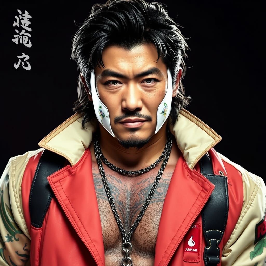 Towering Action Star in Dark Aesthetic