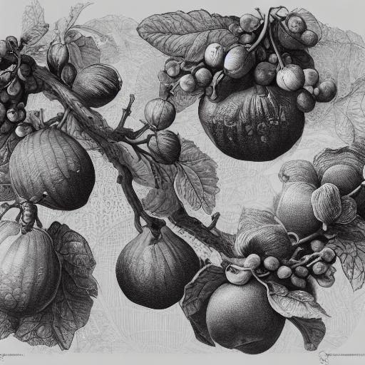 Surreal 1800s Engraving of Bees and Fruit